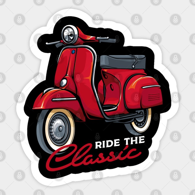 Italy Classic Vespa Scooter Moped Bike Retro Love Vintage Sticker by Your Culture & Merch